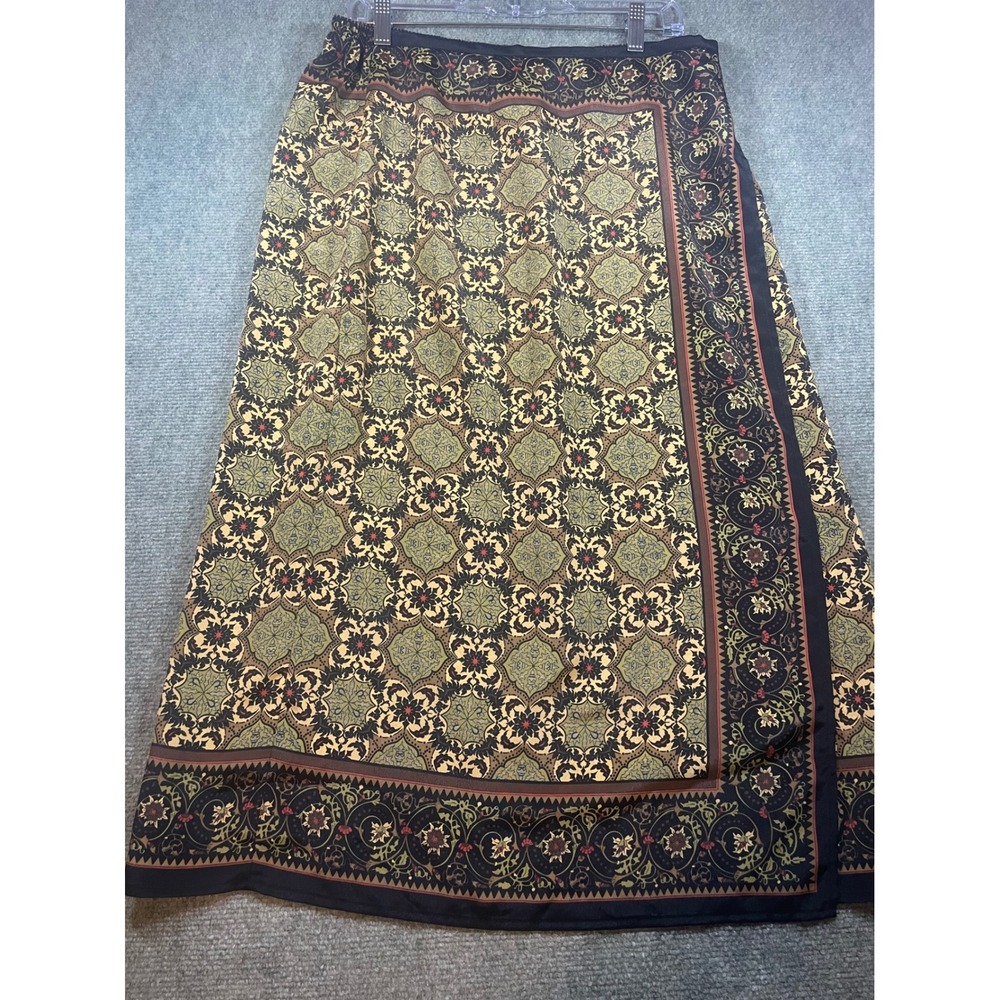 Sag Harbor Womens Size 16 Faux Wrap Maxi Skirt Medallion Floral Print T33341